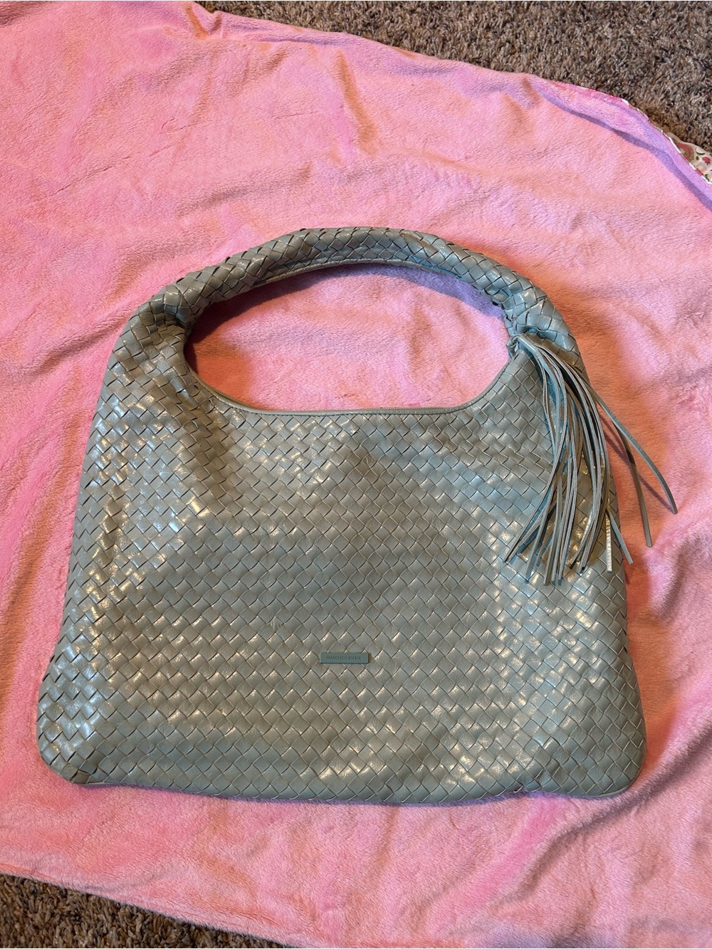 Francisco Biasia Woven Hobo Shoulder Bag in Pale Green